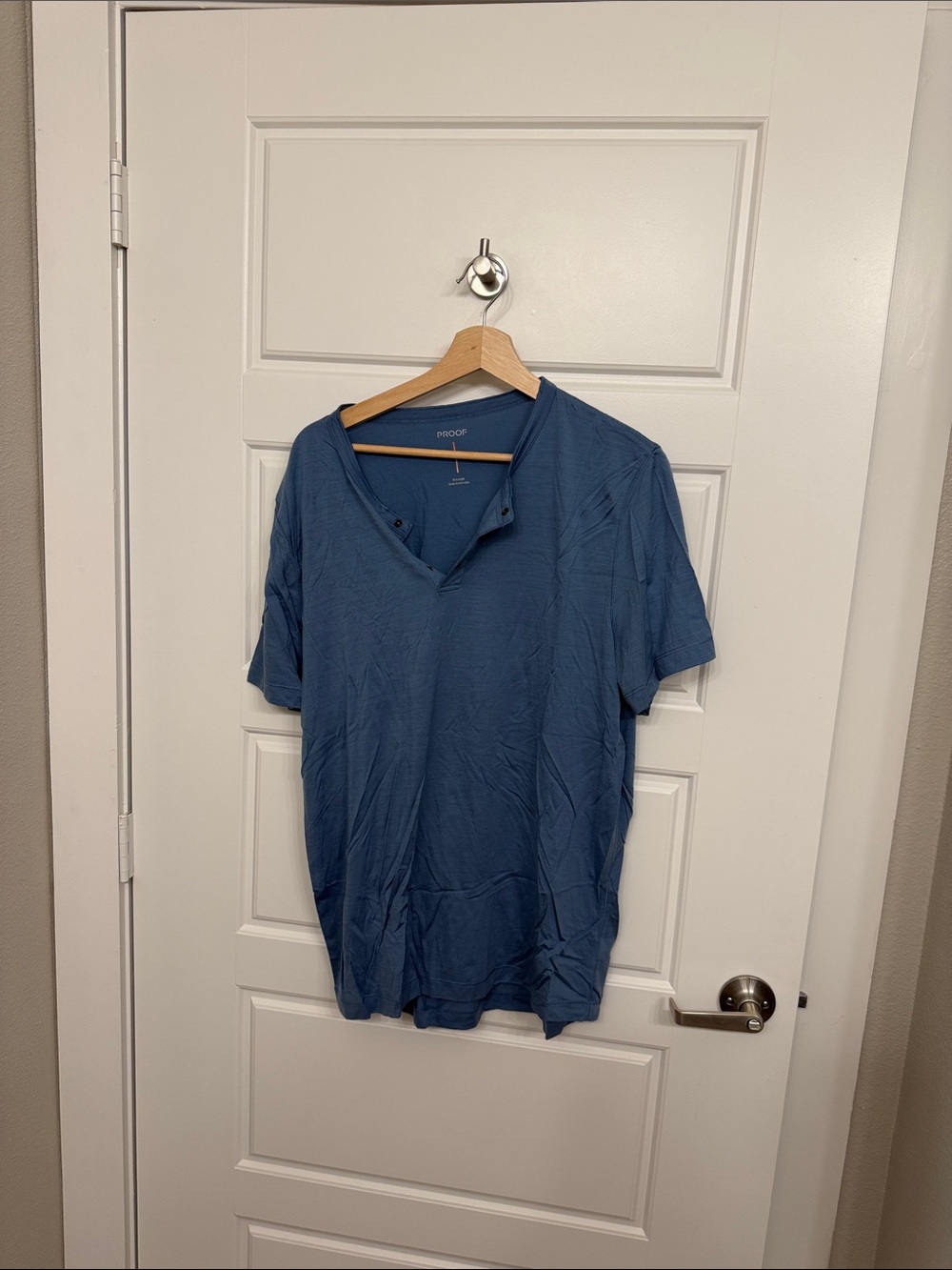 PROOF Mens Slate Blue Short Sleeve Henley Shirt XL